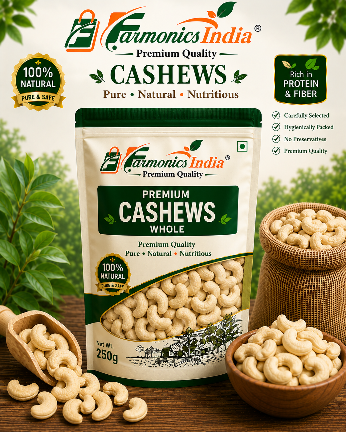 Farmonics India Premium Cashews